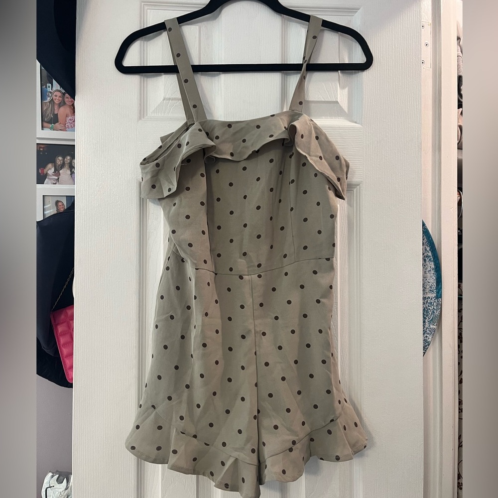 GREEN & BROWN polka dot romper